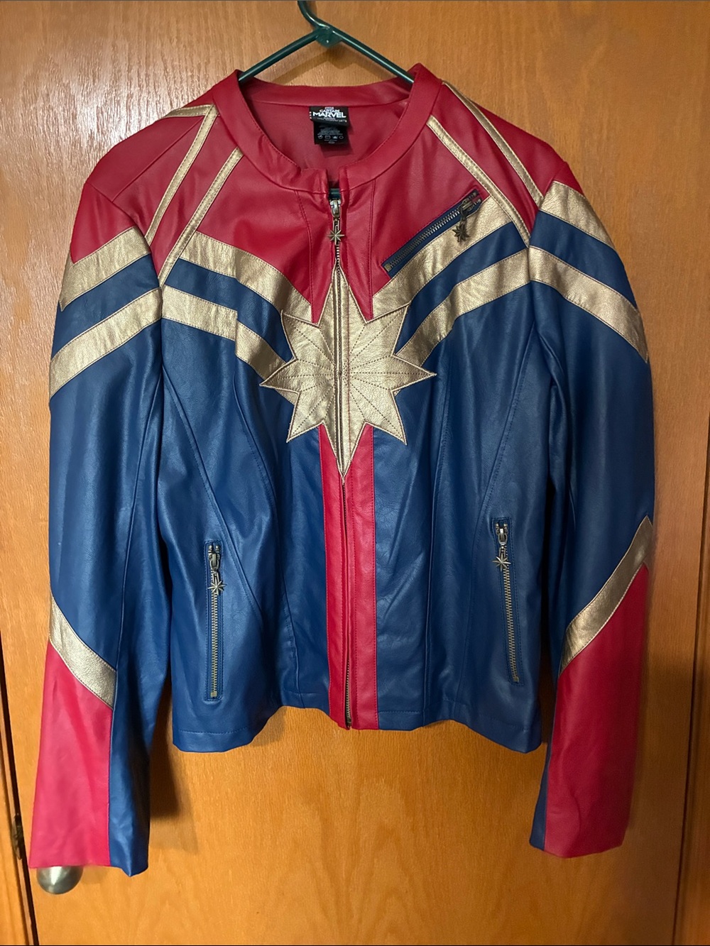 Her Universe Red, Blue & Gold Faux-Leather Jacket